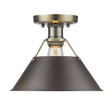  3306-FM AB-RBZ - Orwell AB Flush Mount in Aged Brass with Rubbed Bronze shade